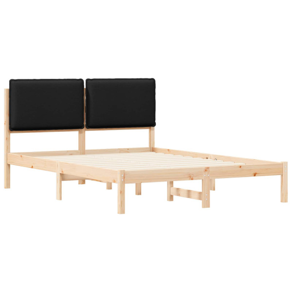 Estructura de Cama con Cabecera Tapizada Negro 120 x 190 cm M 4