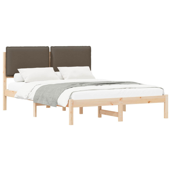 Estructura de Cama con Cabecera Tapizada Taupé 120 x 190 cm M 2