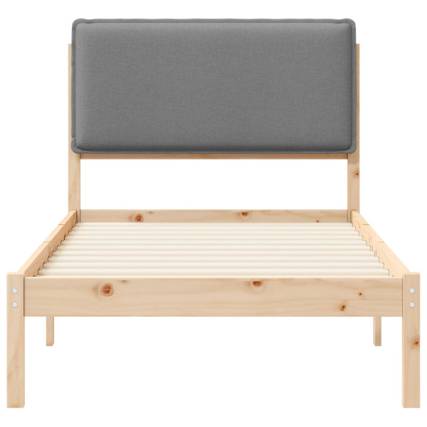 Estructura de Cama con Cabecera Tapizada Gris Claro 75 x 190 cm M 5