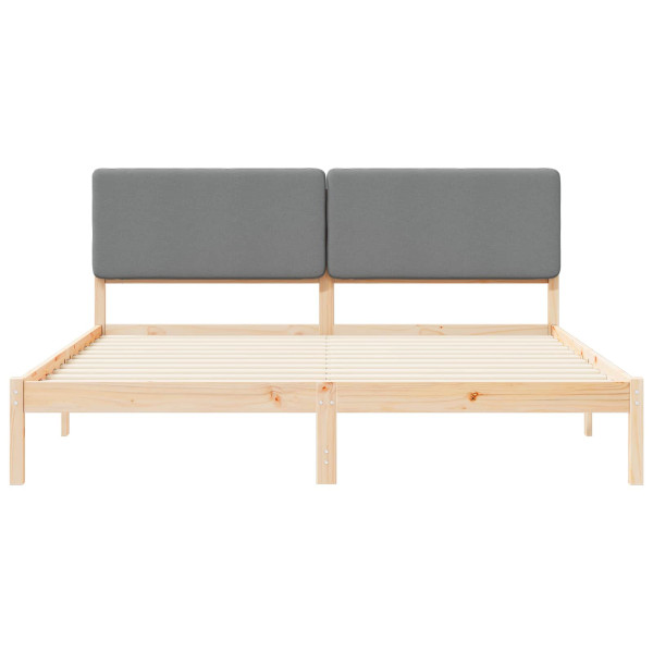 Estructura de Cama con Cabecera Tapizada Gris Claro M 5