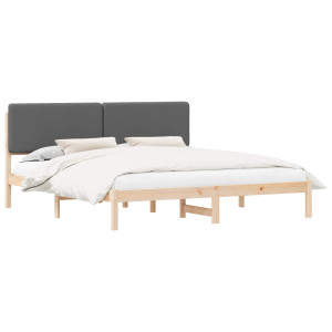 Estructura de Cama con Cabecera Tapizada Gris oscuro H