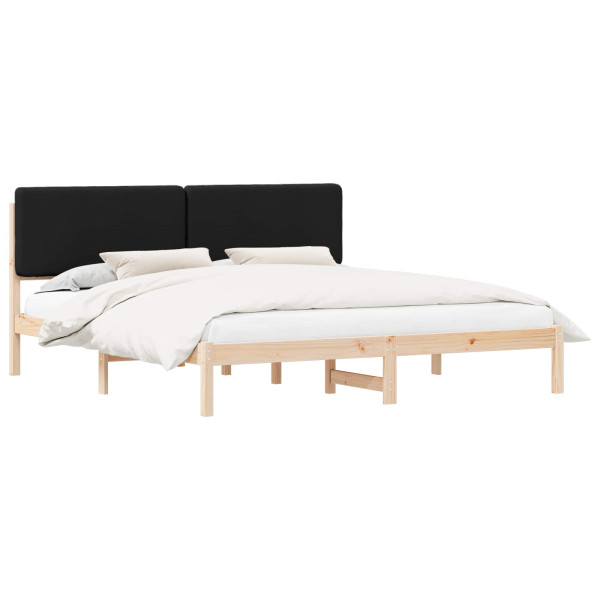 Estructura de Cama con Cabecera Tapizada Negro 180 x 200 cm M 2