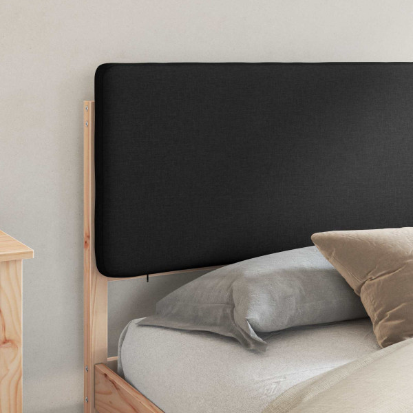 Estructura de Cama con Cabecera Tapizada Negro 180 x 200 cm M 3