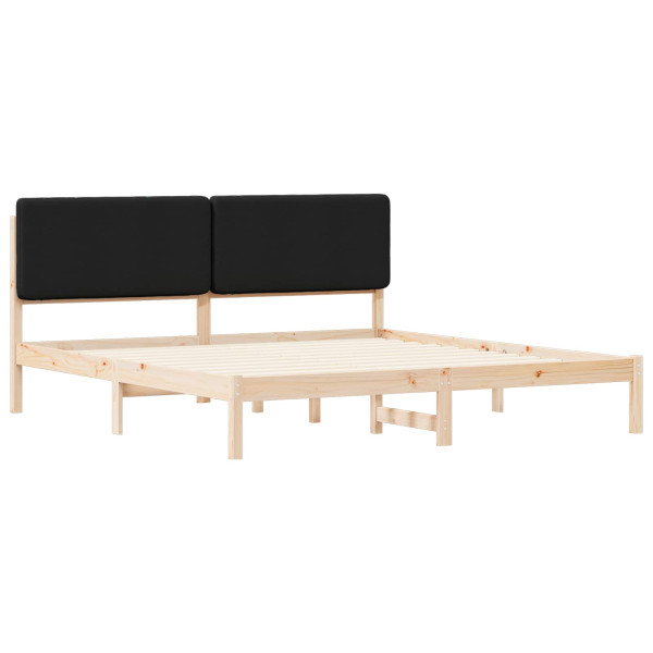 Estructura de Cama con Cabecera Tapizada Negro 180 x 200 cm M 4