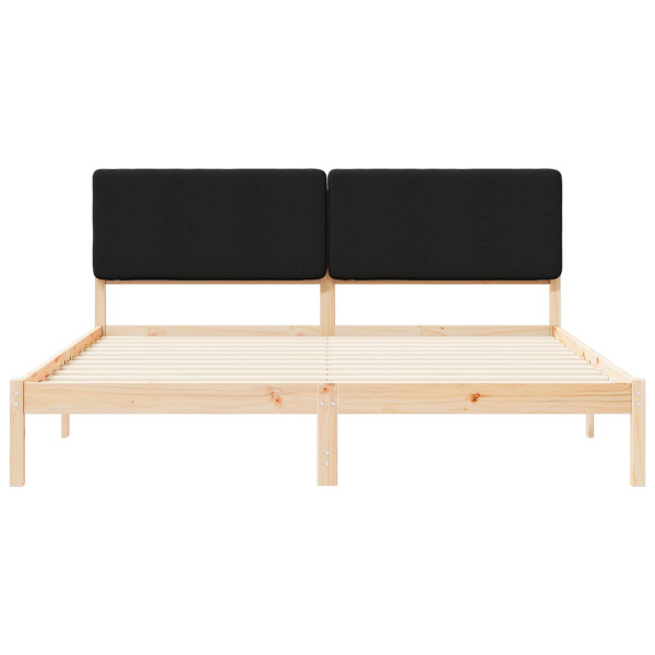 Estructura de Cama con Cabecera Tapizada Negro 180 x 200 cm M 5