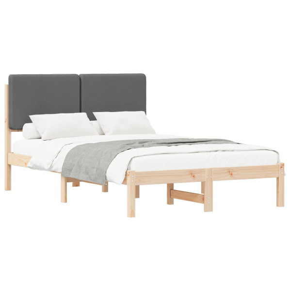 Estructura de Cama con Cabecera Tapizada Gris oscuro M 2