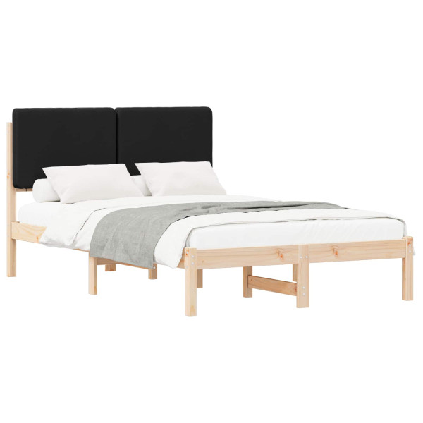Estructura de Cama con Cabecera Tapizada Negro 120 x 200 cm M 2