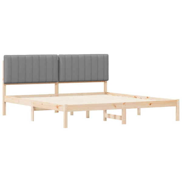 Estructura de Cama con Cabecera Tapizada Gris Claro M 4