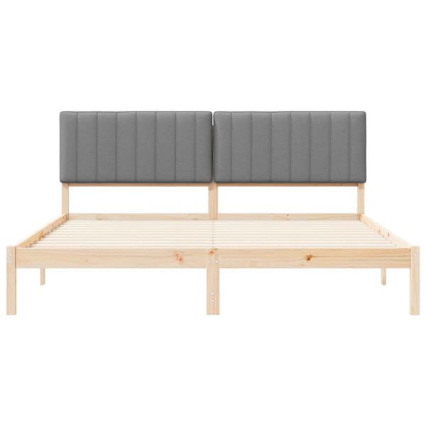 Estructura de Cama con Cabecera Tapizada Gris Claro M 5