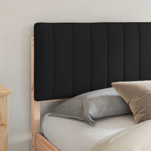 Estructura de Cama con Cabecera Tapizada Negro 180 x 200 cm H