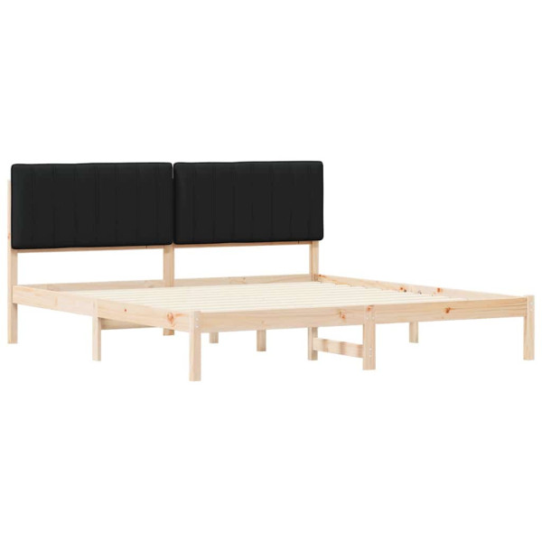 Estructura de Cama con Cabecera Tapizada Negro 180 x 200 cm M 3