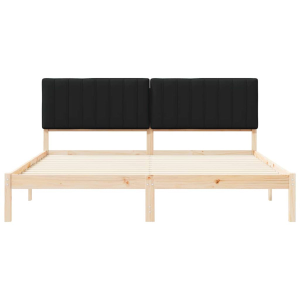 Estructura de Cama con Cabecera Tapizada Negro 180 x 200 cm M 4