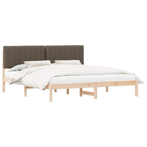 Estructura de Cama con Cabecera Tapizada Taupé 180 x 200 cm M 2