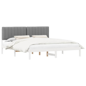 Estructura de Cama con Cabecera Tapizada Gris Claro H