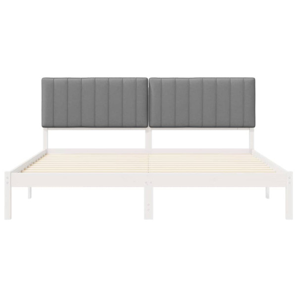 Estructura de Cama con Cabecera Tapizada Gris Claro M 5