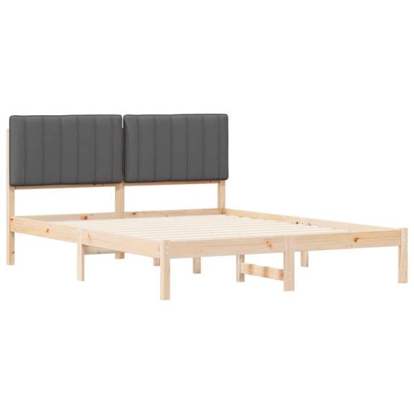 Estructura de Cama con Cabecera Tapizada Gris oscuro M 3