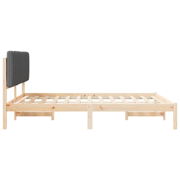 Estructura de Cama con Cabecera Tapizada Gris oscuro M 4