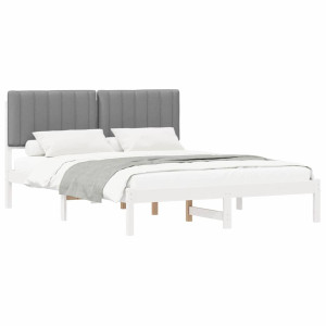 Estructura de Cama con Cabecera Tapizada Gris Claro H