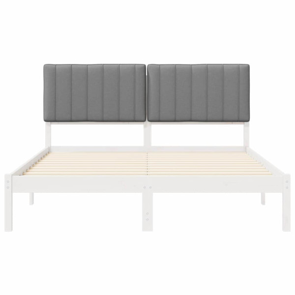 Estructura de Cama con Cabecera Tapizada Gris Claro M 5