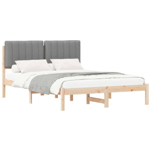 Estructura de Cama con Cabecera Tapizada Gris Claro H