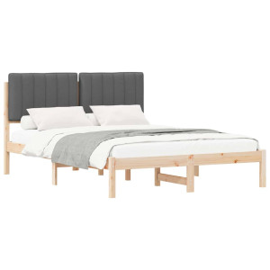 Estructura de Cama con Cabecera Tapizada Gris oscuro H