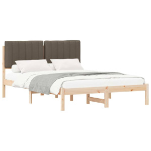 Estructura de Cama con Cabecera Tapizada Taupé 140 x 200 cm H