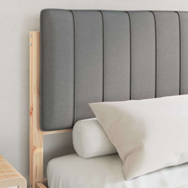 Estructura de Cama con Cabecera Tapizada Gris Claro M 3