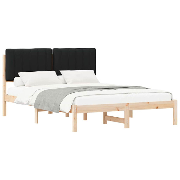 Estructura de Cama con Cabecera Tapizada Negro 135 x 190 cm M 2