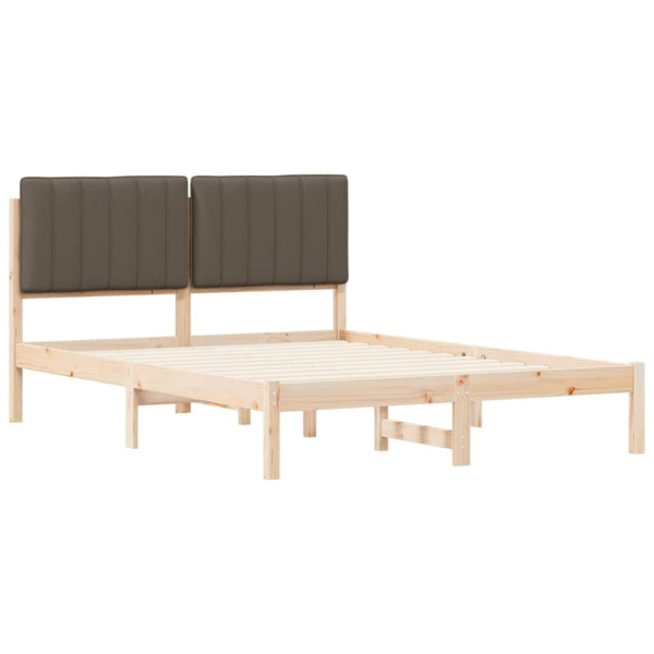 Estructura de Cama con Cabecera Tapizada Taupé 135 x 190 cm M 4