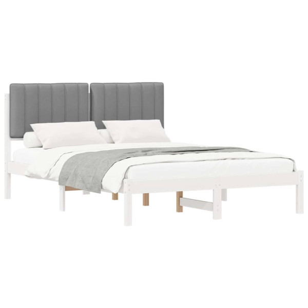 Estructura de Cama con Cabecera Tapizada Gris Claro M 2