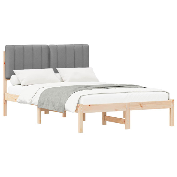 Estructura de Cama con Cabecera Tapizada Gris Claro M 2