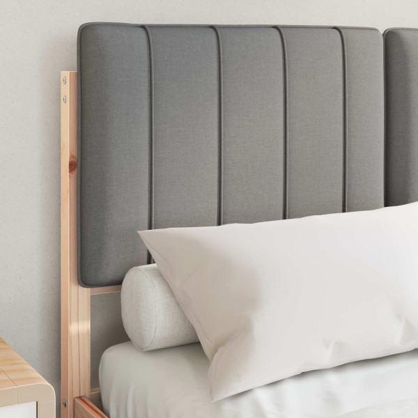 Estructura de Cama con Cabecera Tapizada Gris Claro M 3