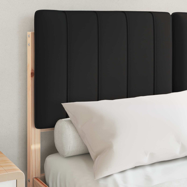 Estructura de Cama con Cabecera Tapizada Negro 120 x 190 cm M 3