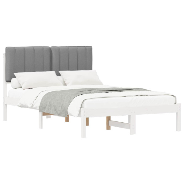 Estructura de Cama con Cabecera Tapizada Gris Claro M 2