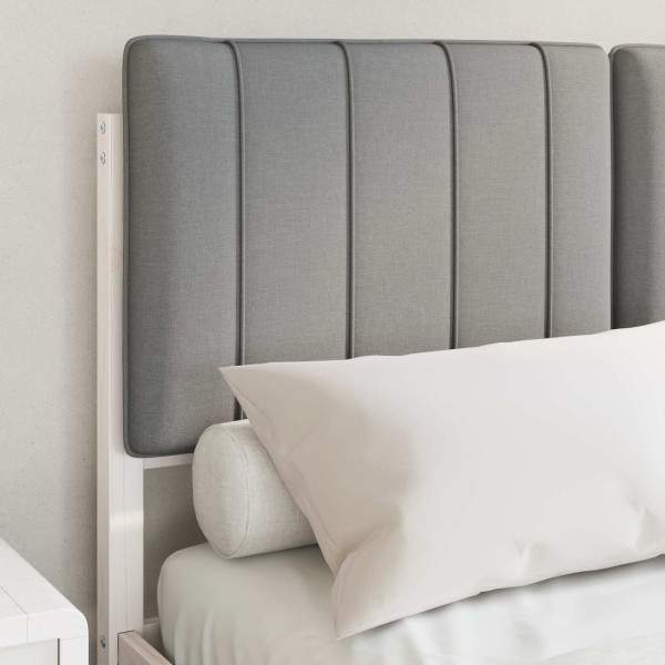 Estructura de Cama con Cabecera Tapizada Gris Claro M 3