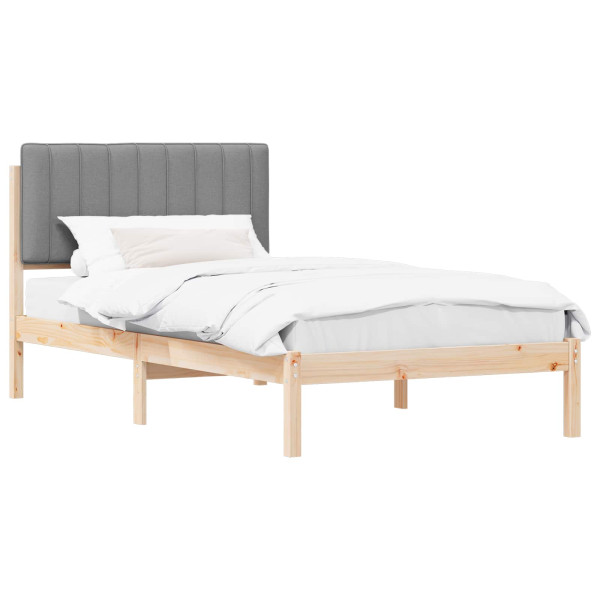 Estructura de Cama con Cabecera Tapizada Gris Claro M 2