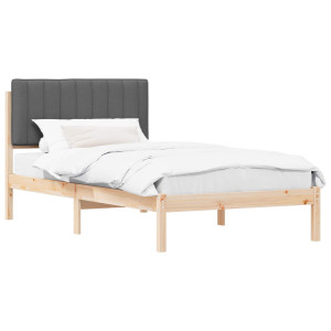 Estructura de Cama con Cabecera Tapizada Gris oscuro H