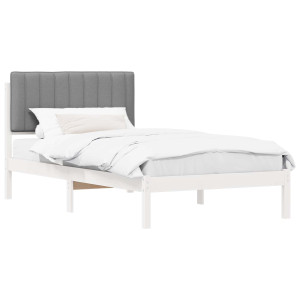 Estructura de Cama con Cabecera Tapizada Gris Claro H