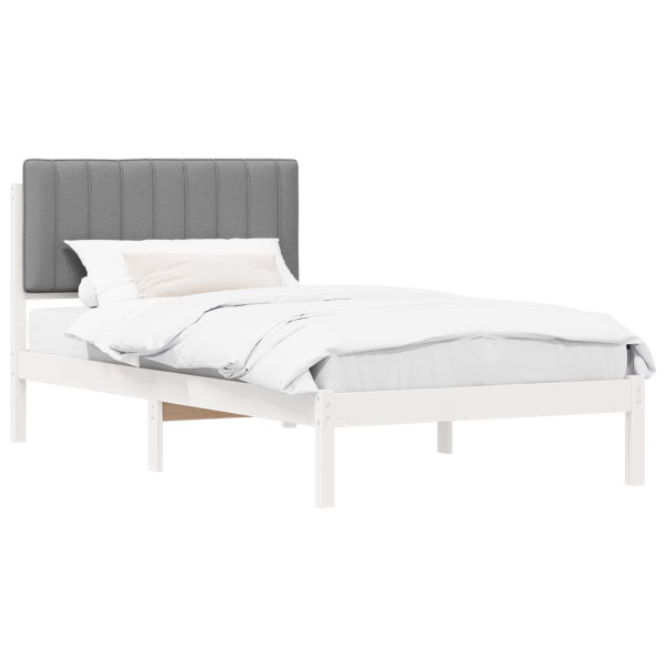 Estructura de Cama con Cabecera Tapizada Gris Claro M 2