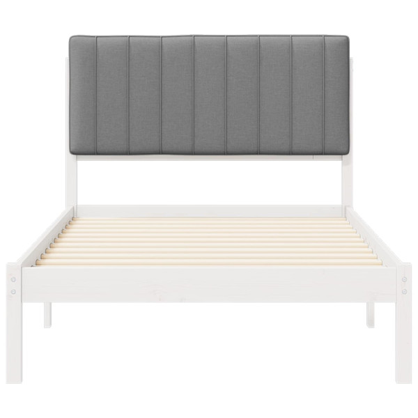 Estructura de Cama con Cabecera Tapizada Gris Claro M 5