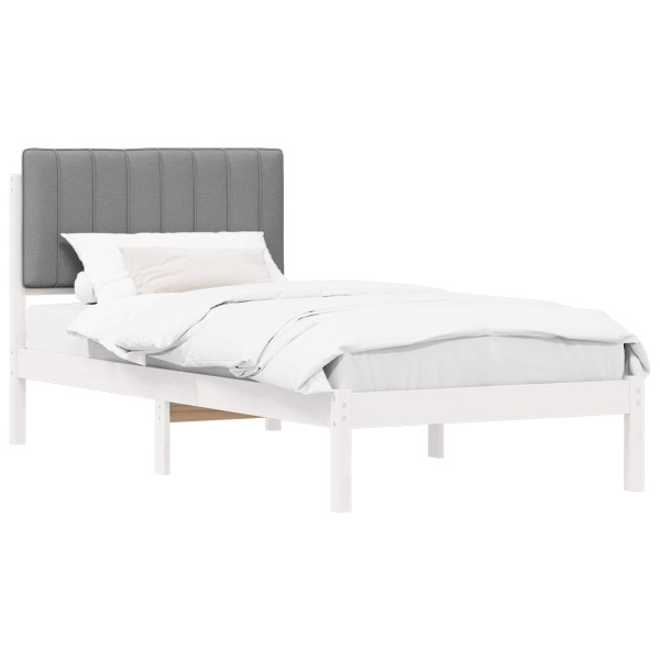 Estructura de Cama con Cabecera Tapizada Gris Claro 90 x 190 cm M 2