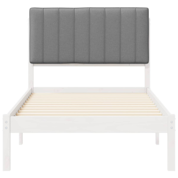 Estructura de Cama con Cabecera Tapizada Gris Claro 90 x 190 cm M 5