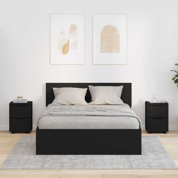 Mesas de noche con cajón 2 pcs Negro 30.5 x 30 x 43 cm D