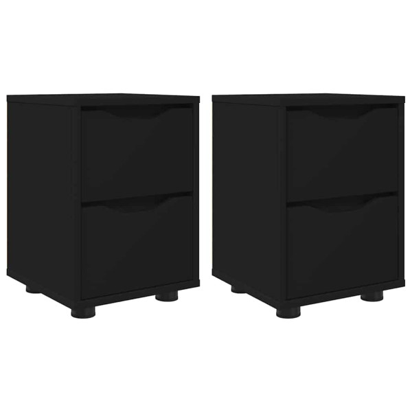 Mesas de noche con cajón 2 pcs Negro 30.5 x 30 x 43 cm M 2