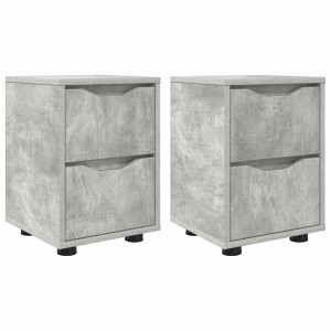 Mesas de noche con cajón 2 pcs Gris Concreto 30.5 x 30 x 43 cm H