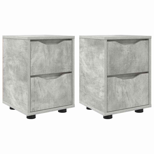 Mesas de noche con cajón 2 pcs Gris Concreto 30.5 x 30 x 43 cm M 2