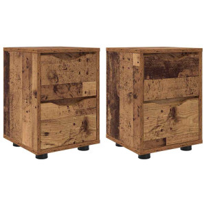 Mesas de noche con cajón 2 pcs Madera Vieja 30.5 x 30 x 43 cm H