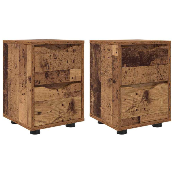 Mesas de noche con cajón 2 pcs Madera Vieja 30.5 x 30 x 43 cm M 2