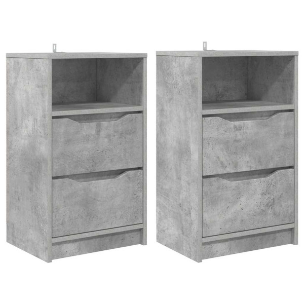 Mesas de noche con cajón 2 pcs Gris Concreto 40 x 30 x 467 cm M 2
