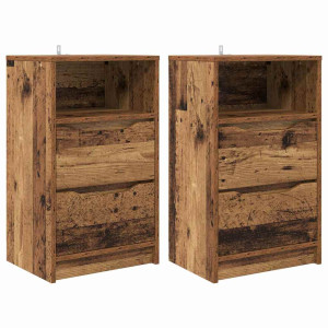 Mesas de noche con cajón 2 pcs Madera Vieja 40 x 30 x 467 cm H